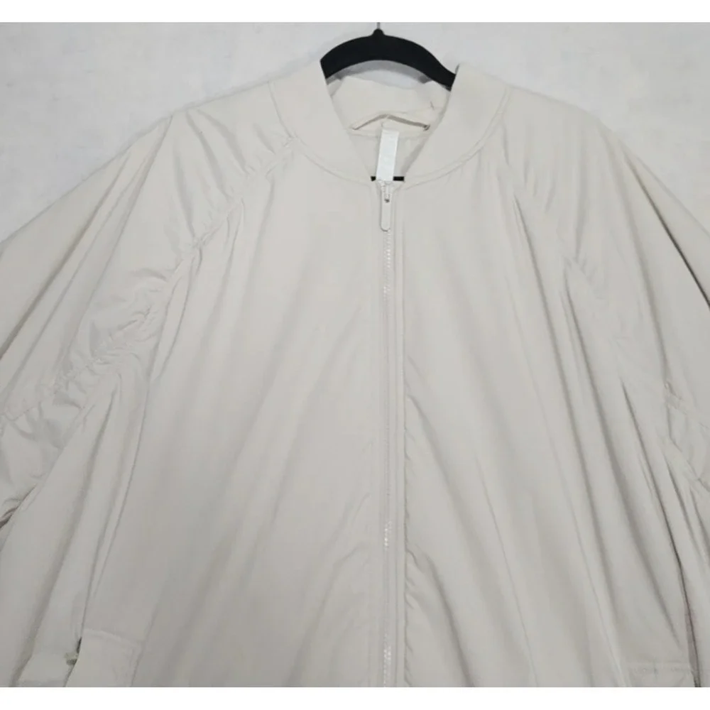 Zella‎ Coat Mens XXL 2XL NEW Bomber Lightweight Relax Fit Gray Beige Zip Pockets